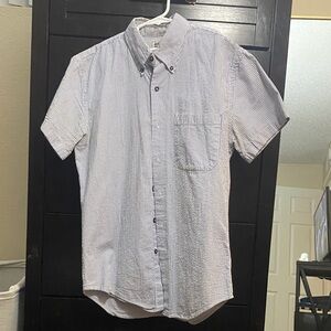 Naked & Famous Denim Blue Striped Dress Shirt